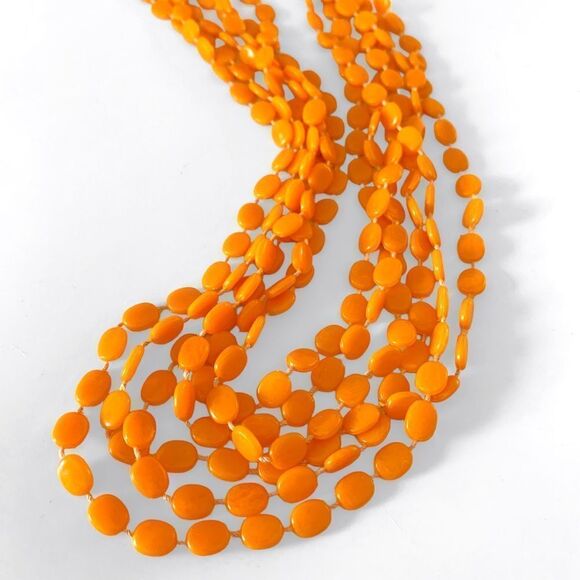 Vintage Hong Kong Orange Plastic Beaded Necklace - Picture 4 of 5